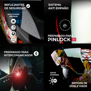 Casco Abatible Amatista Maneki Neko naranja Acabado